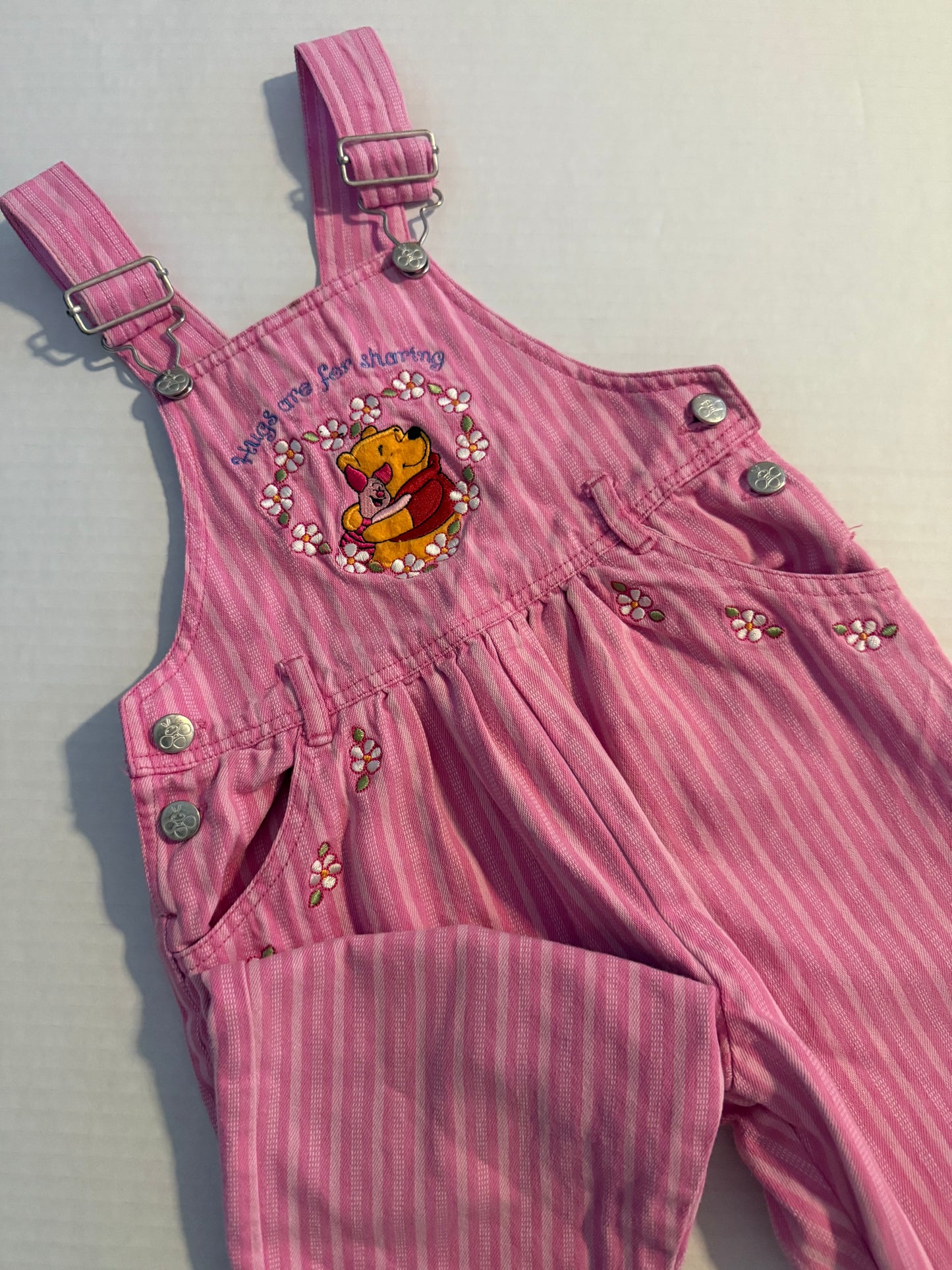 Pink Pooh + piglet overalls