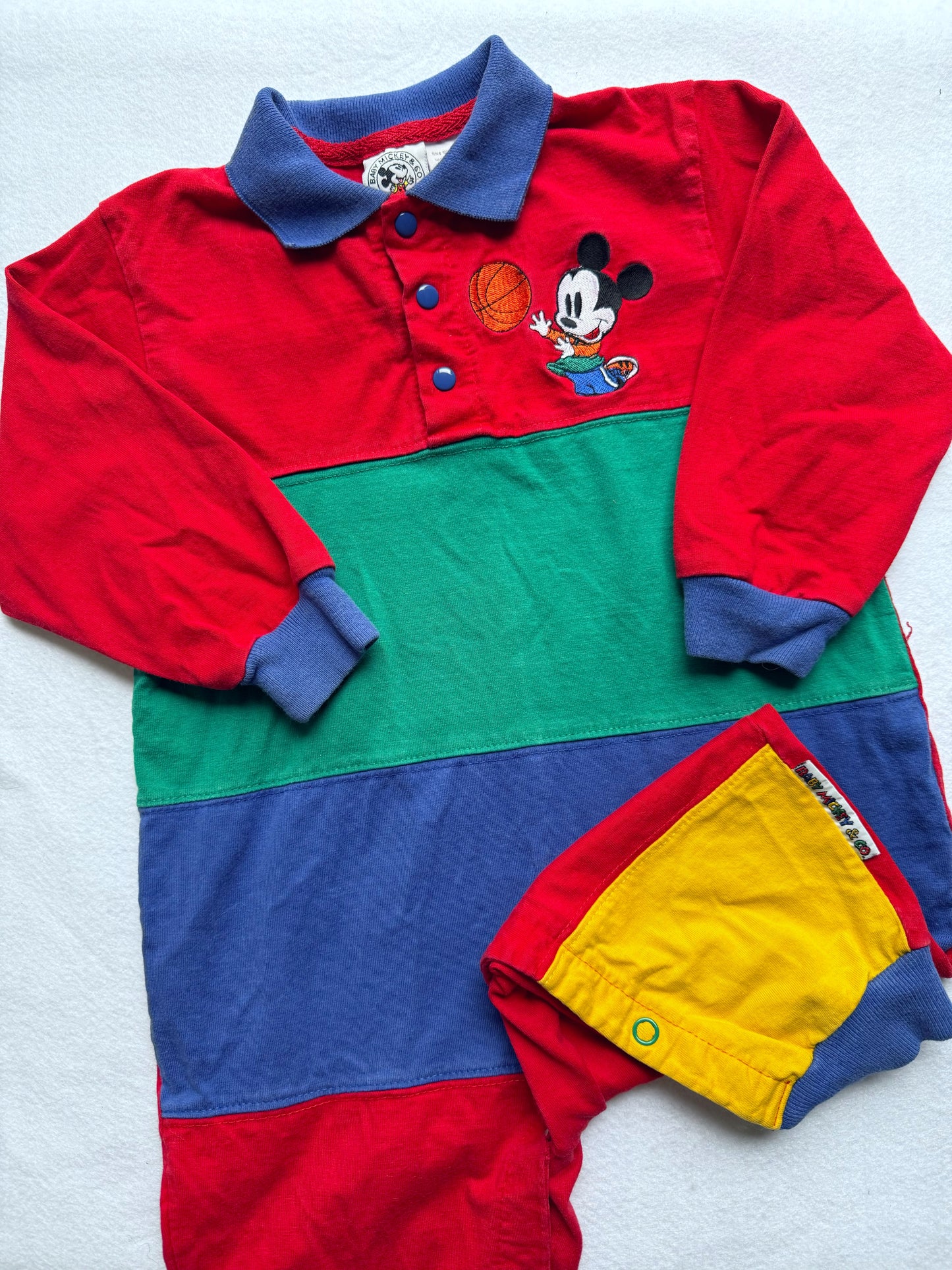 Colorblock Baby Mickey & Co. romper